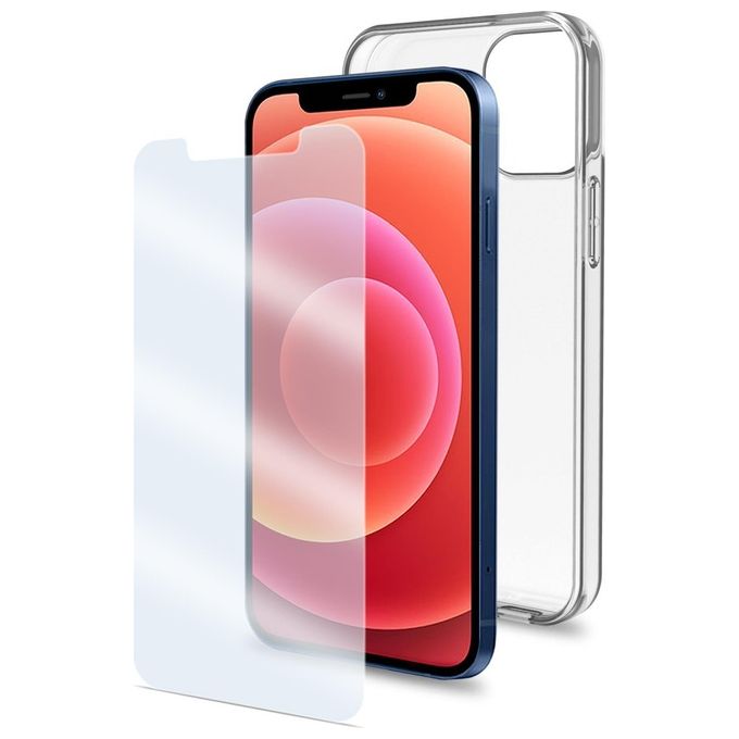 Celly Pack Antibatterico Custodia e Proteggi Schermo per iPhone 12 Pro Max