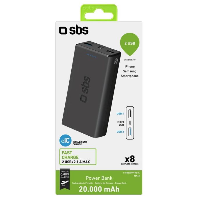 Sbs Power Bank 20.000mAh Fast Charge 10W Extra Slim