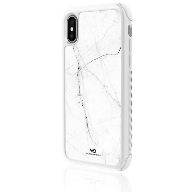 White Diamonds Marble Cover per iPhone XS-X Nero-Bianco