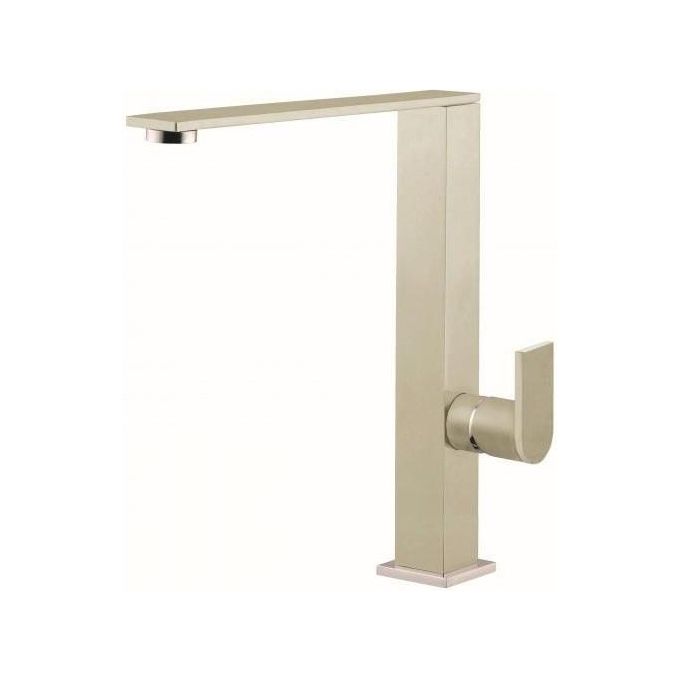 Elleci Flat MKKFLA95 - Miscelatore da cucina monocomando, da incasso, Keratek Plus, canna girevole, 25,2 cm, Champagne
