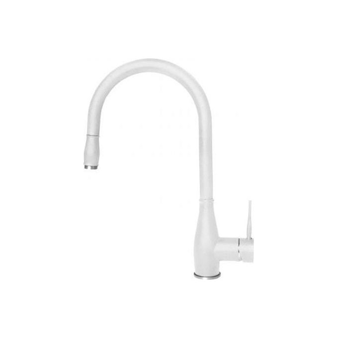 Elleci MGKNEV68 Neva Miscelatore monocomando con canna girevole e doccetta estraibile Classic Bianco 68