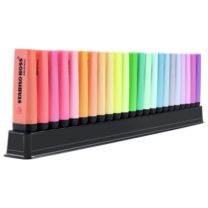 Evidenziatore - STABILO BOSS ORIGINAL Desk-Set 50 Years Edition - 23 Colori assortiti 9 Neon + 14 Pastel