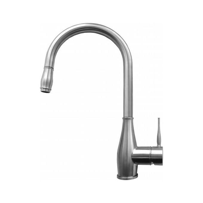 Elleci MIKNEVIN Neva Miscelatore monocomando con canna girevole e doccetta estraibile Classic Inox