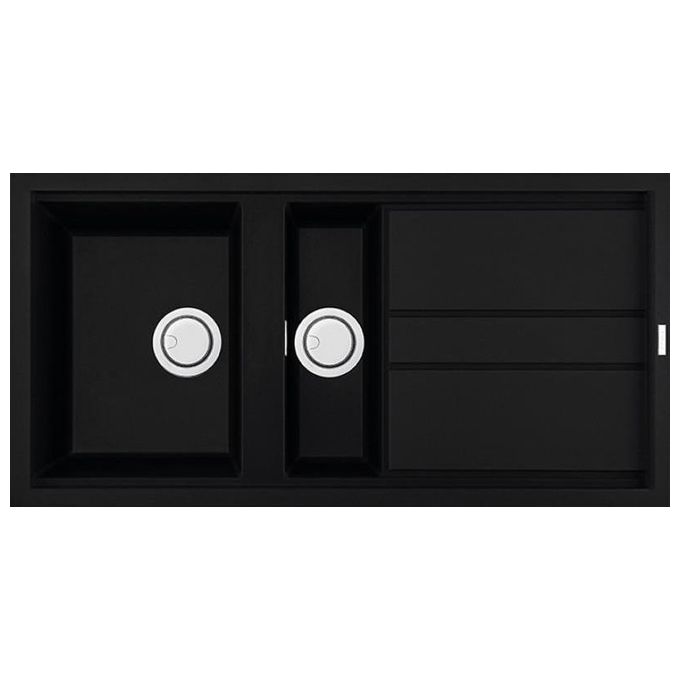 Elleci LKB47586 Best 475 Lavello Keratek Gocciolatoio reversibile 1 Vasca e mezza 100 cm Nero