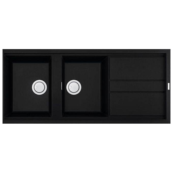 Elleci LKB50086 Best 500 Lavello Keratek gocciolatoio reversibile 2 Vasche 116 cm Nero