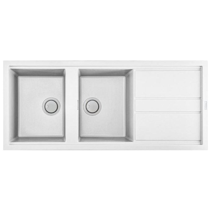 Elleci LKB50096 Best 500 Lavello Keratek gocciolatoio reversibile 2 Vasche 116 cm Bianco