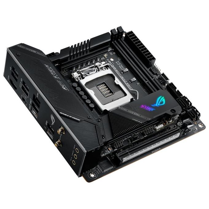 ASUS ROG STRIX Z590-I GAMING WIFI, Scheda madre Gaming Intel Z590 mini ITX, PCIe 4.0, 8+2 fasi, tecnologie AI, WiFi 6E (802.11ax), Intel Lan 2.5 Gb, 2x M.2 slot, USB3.2 Gen2x2, TypeC, Aura Sync RGB
