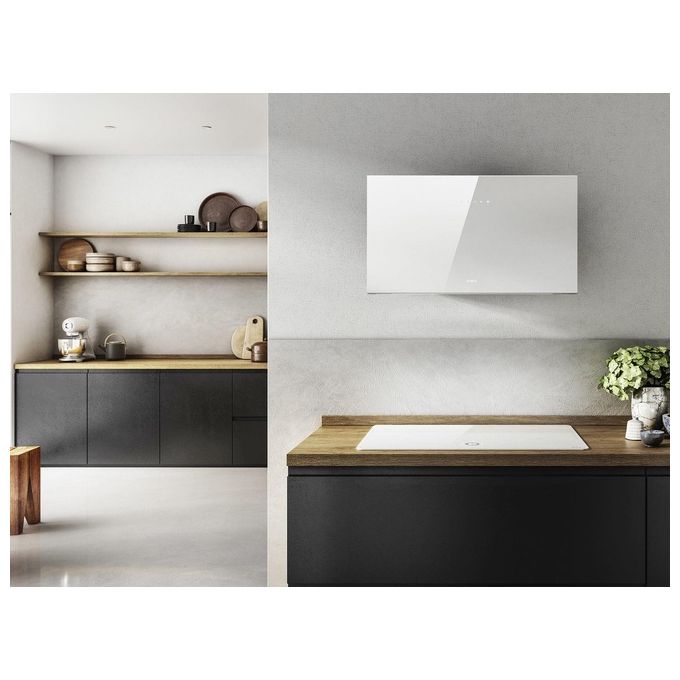 Elica PLAT WH-F-55  Cappa a parete filtrante Comandi Touch Control Classe energetica A Portata 710 m3-h 55 cm Vetro Bianco PRF0165707
