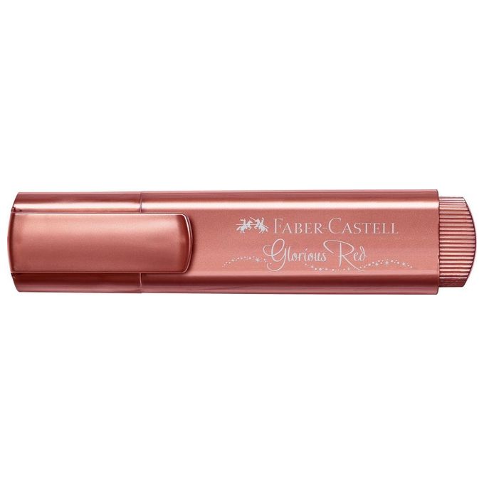 Faber-Castell 154673 Textliner 46 Evidenziatore Metallic punta a scalpello 1,2 5 mm inchiostro acqua effetto glitter confezione 10 pz colore Rosso Metallico