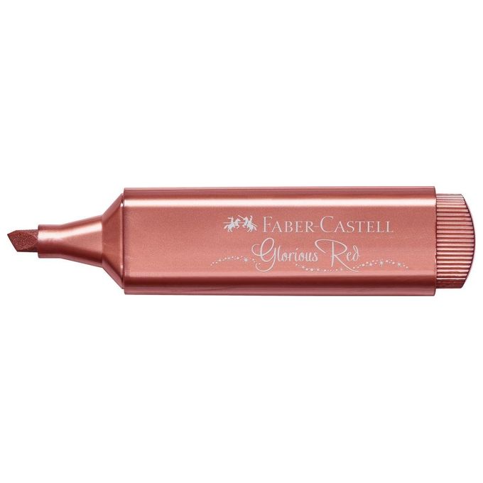 Faber-Castell 154673 Textliner 46 Evidenziatore Metallic punta a scalpello 1,2 5 mm inchiostro acqua effetto glitter confezione 10 pz colore Rosso Metallico