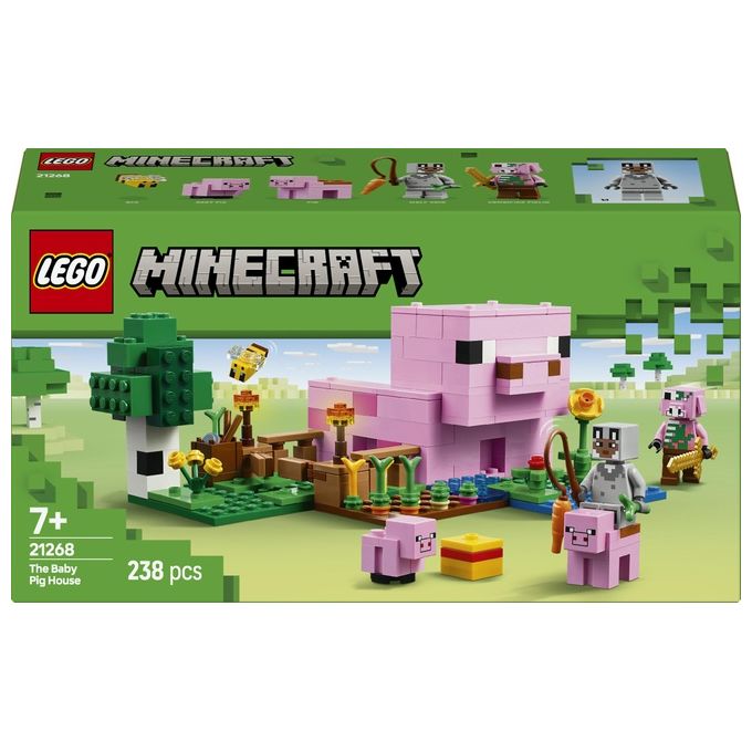 LEGO Minecraft La Casa del Maialino Gioco di Ruolo per Bambini e Bambine da 7 Anni in su con Personaggi Animali Giocattolo e Fattoria da Costruire Idea Regalo Didattica dal Videogioco 21268