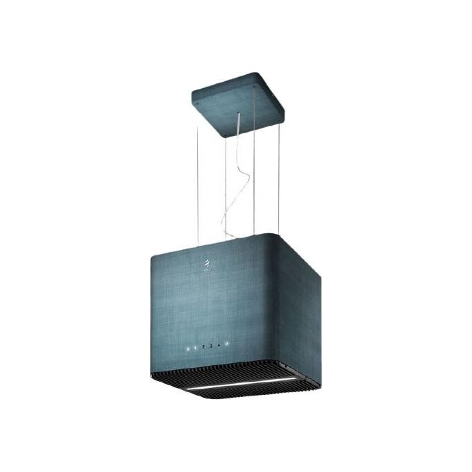 Elica PRF0146221 PIX JEANS-F-42 - Cappa a isola filtrante 42 cm, 610 m³-h, Classe A, 60 dB, Controllo touch 3 velocita' + intensiva, Filtro antigrasso in alluminio, Illuminazione LED 1x7 W, Finitura denim