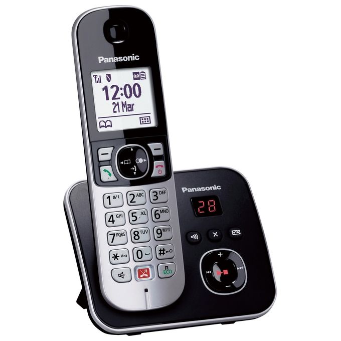 Panasonic KX-TG6861JTB Cordless DECT Display 1.8'' Blocco Chiamate ID Vivavoce Segreteria Nero