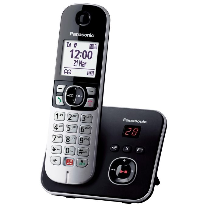 Panasonic KX-TG6861JTB Cordless DECT Display 1.8'' Blocco Chiamate ID Vivavoce Segreteria Nero