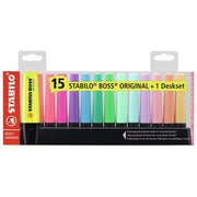 Evidenziatore - STABILO BOSS ORIGINAL Pastel Desk-Set - 15 Evidenziatori in 14 colori assortiti