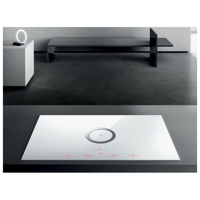 Elica NIKOLATESLA SWITCH WH-A-80 Piano cottura aspirante a Induzione con cappa aspirante integrata 4 zone 83 cm Comandi Touch control 630 m3-h Vetro Bianco PRF0146216A