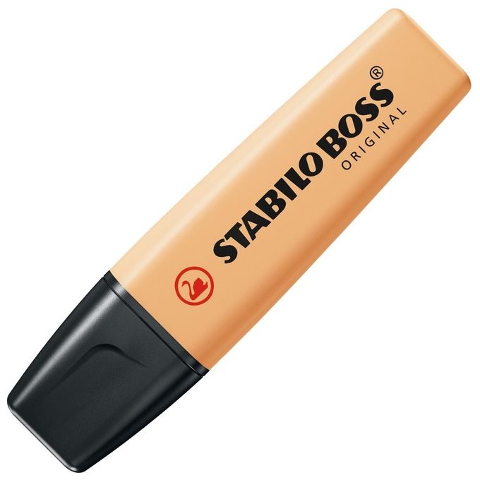 Evidenziatore - STABILO BOSS ORIGINAL Pastel - Astuccio da 4 - Arancione Papaya, Fucsia Freddo, Azzurro Cielo, Grigio Polvere