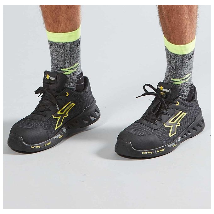 SCARPE FRANK NERO-GIALLO BASSE 43       S1P UPOWER