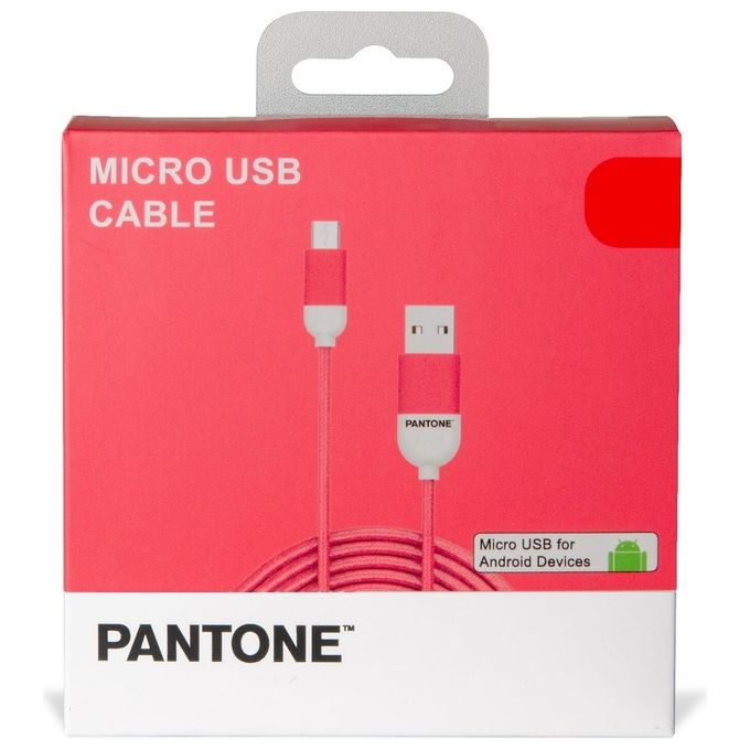 Pantone Cavo Micro Usb 24A 1.5mt Cavo in Gomma Rosa