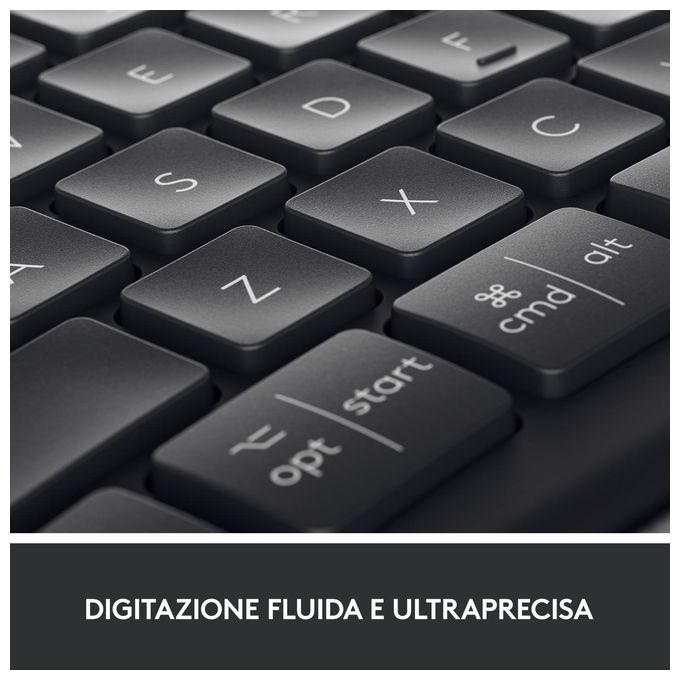 Logitech ERGO K860 Tastiera Split Wireless Ergonomica con Supporto per i Polsi Layout Italiano QWERTY Grigio