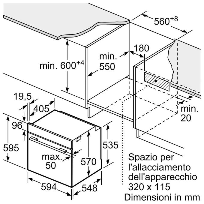 Bosch HBA534BW3 Serie 4 - Forno da incasso elettrico multifunzione, 71 L, Classe A+, 7 funzioni di cottura, funzione pizza, Bianco