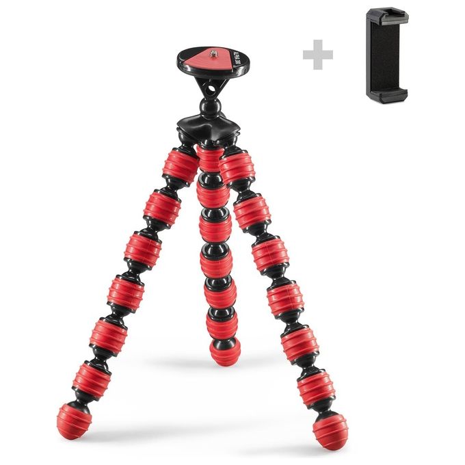 Cullmann Alpha 380 Mobile Flessibile Mini Treppiede con Supporto per Smartphone Rosso