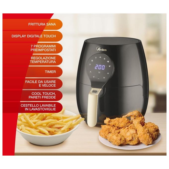Ardes 1K33 Friggitrice ad Aria 5 Litri 1000W Nero