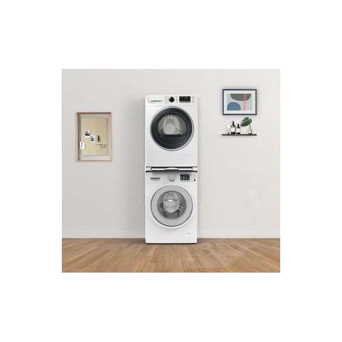 Meliconi Torre Pro L60 - Kit di sovrapposizione per lavatrice e asciugatrice, 60 x 55 cm, ripiano estraibile da 41 cm, portata max 250 kg, cinghia di sicurezza inclusa, Bianco