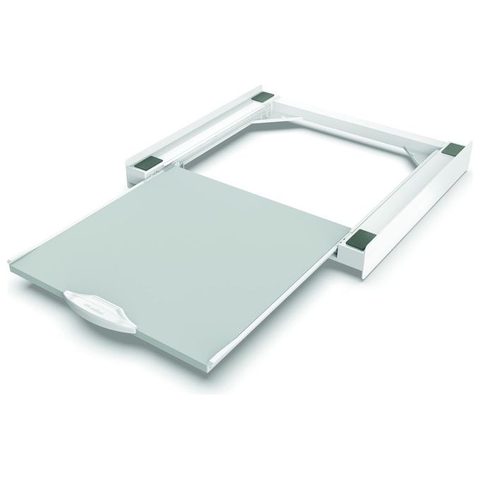 Meliconi Torre Pro L60 - Kit di sovrapposizione per lavatrice e asciugatrice, 60 x 55 cm, ripiano estraibile da 41 cm, portata max 250 kg, cinghia di sicurezza inclusa, Bianco