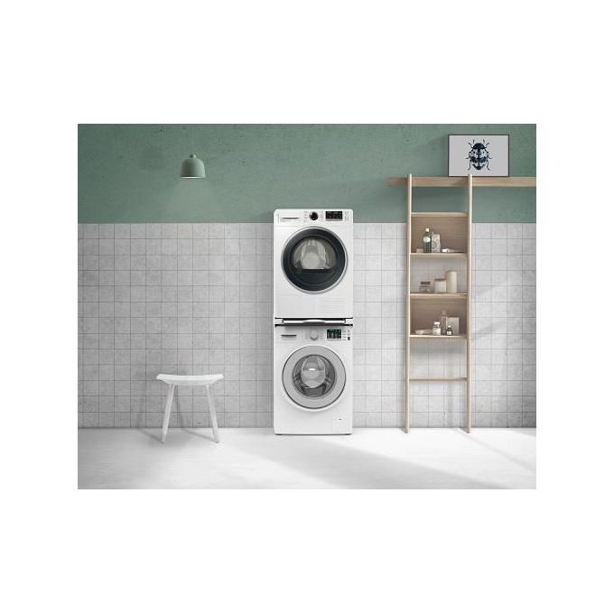 Meliconi Torre Pro L60 - Kit di sovrapposizione per lavatrice e asciugatrice, 60 x 55 cm, ripiano estraibile da 41 cm, portata max 250 kg, cinghia di sicurezza inclusa, Bianco