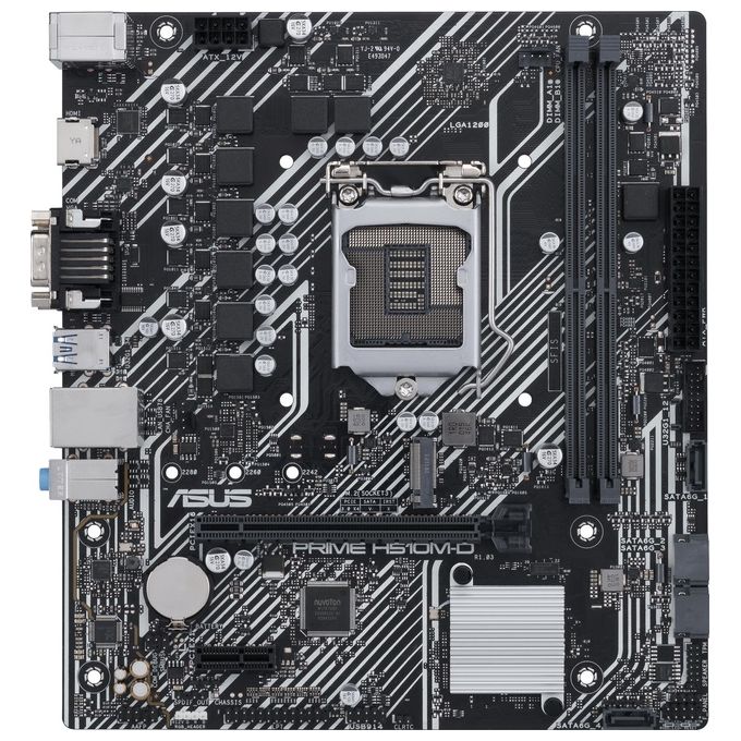 ASUS PRIME H510M-D, Scheda madre micro ATX Intel H510 (LGA 1200), PCIe 4.0, slot M.2 32Gbps, Lan Intel 1 Gb, HDMI, D-Sub, USB 3.2 Gen 1, SATA 6 Gbps, porta COM, connettore LPT e connettore RGB