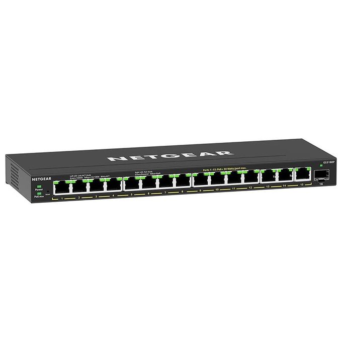 Netgear GS316EP-100PES Switch di Rete Gestito Supporto Power Over Ethernet Nero
