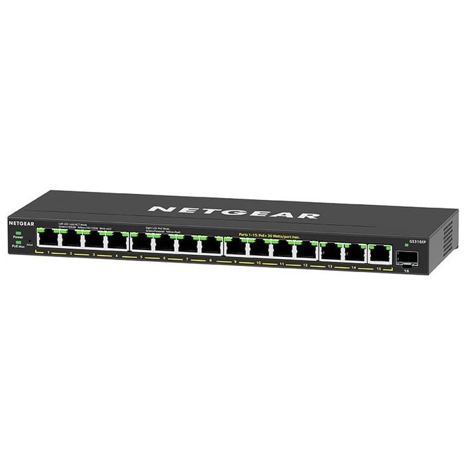 Netgear GS316EP-100PES Switch di Rete Gestito Supporto Power Over Ethernet Nero