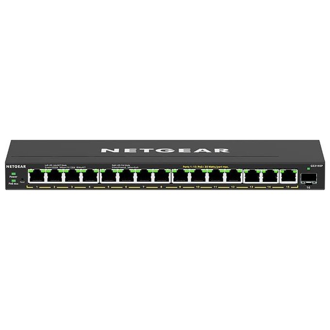 Netgear GS316EP-100PES Switch di Rete Gestito Supporto Power Over Ethernet Nero