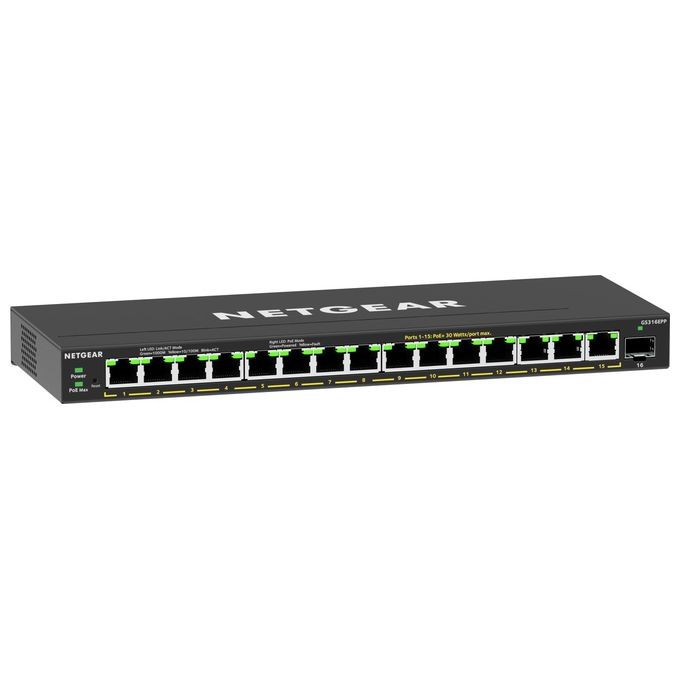 Netgear GS316EPP-100PES Switch di Rete Gestito Supporto Power Over Ethernet Nero