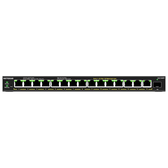 Netgear GS316EPP-100PES Switch di Rete Gestito Supporto Power Over Ethernet Nero