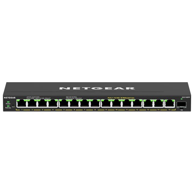 Netgear GS316EPP-100PES Switch di Rete Gestito Supporto Power Over Ethernet Nero