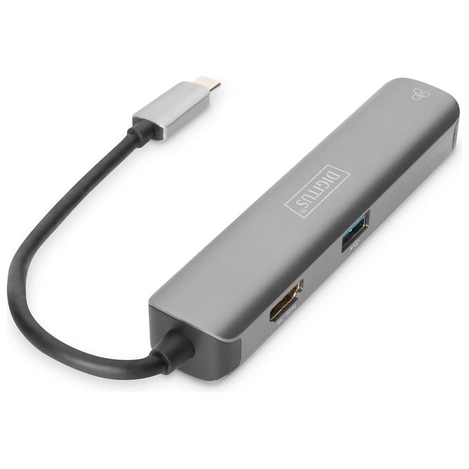 Digitus DA70892 Docking Station Usb-C 5 Porte con Hdmi Rj45 e 3 Porte Usb 3.0