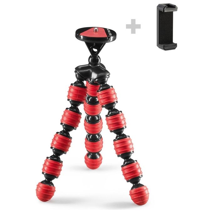 Cullmann Alpha 350 Mobile Flessibile Mini Treppiede con Supporto per Smartphone Rosso