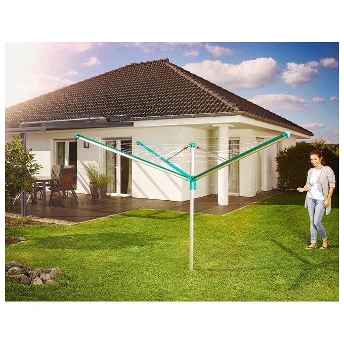 Leifheit linomatic 500 deluxe cover stendibiancheria in alluminio leggero e resistente per uso domestico con ampia capacita' di asciugatura