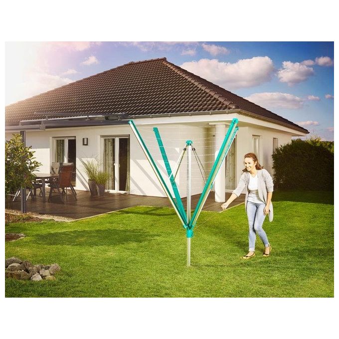 Leifheit linomatic 500 deluxe cover stendibiancheria in alluminio leggero e resistente per uso domestico con ampia capacita' di asciugatura