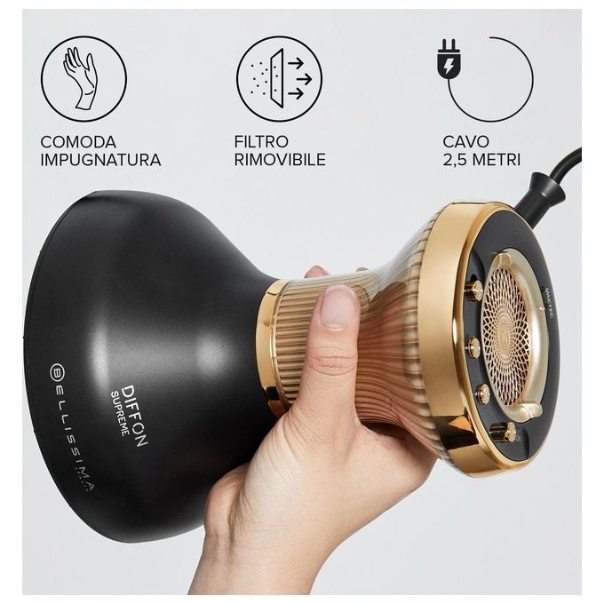 Imetec 11824 Bellissima Diffon Supreme Diffusore ad Aria Calda per Capelli Ricci