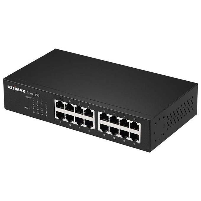 Edimax GS-1016 V2 Switch di Rete Gestito Gigabit Ethernet 10-100-1000 Nero