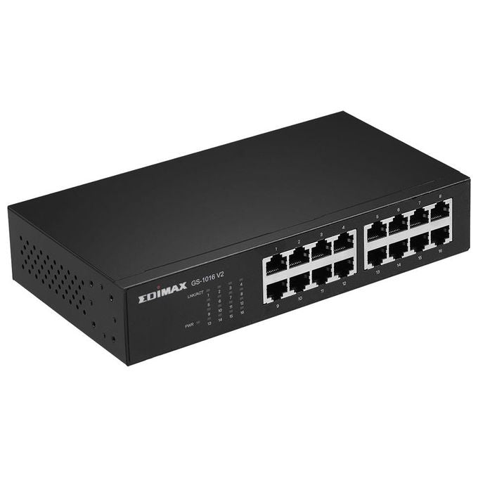 Edimax GS-1016 V2 Switch di Rete Gestito Gigabit Ethernet 10-100-1000 Nero