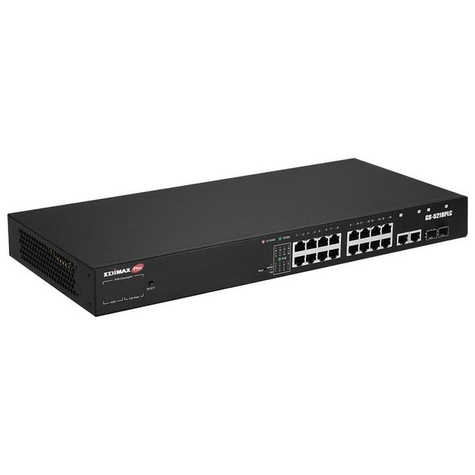 Edimax GS-5216PLC Switch di Rete Gigabit Ethernet 10-100-1000 Supporto Power over Ethernet Nero
