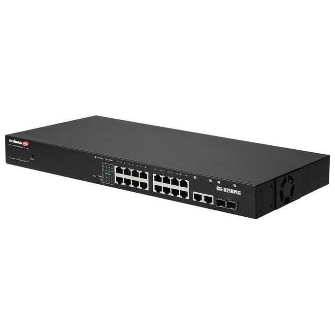 Edimax GS-5216PLC Switch di Rete Gigabit Ethernet 10-100-1000 Supporto Power over Ethernet Nero