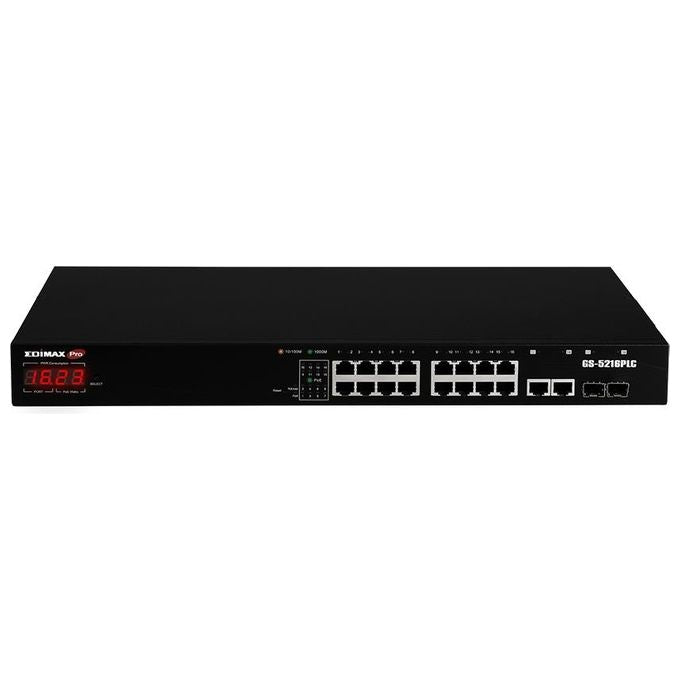 Edimax GS-5216PLC Switch di Rete Gigabit Ethernet 10-100-1000 Supporto Power over Ethernet Nero