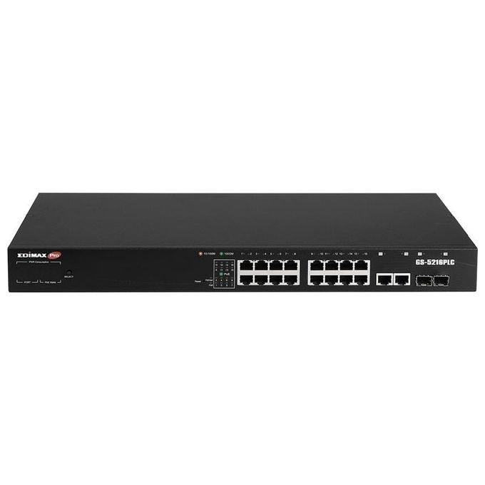 Edimax GS-5216PLC Switch di Rete Gigabit Ethernet 10-100-1000 Supporto Power over Ethernet Nero