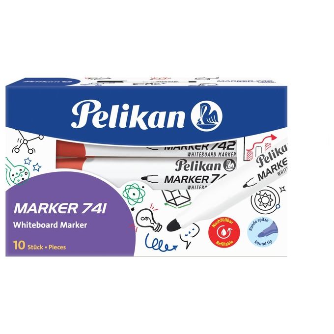 Pelikan Confezione 10 Whiteboard Marker 741 Rosso