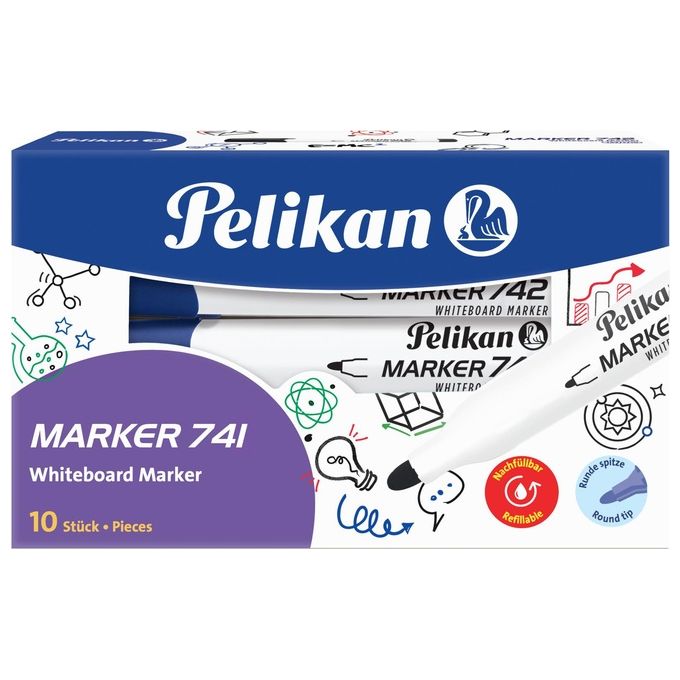 Pelikan Confezione 10 Whiteboard Marker 741 Blu